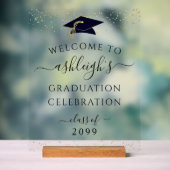 卒業パーティブラック金ゴールド歓迎 アクリルサイン (ニュートラル)