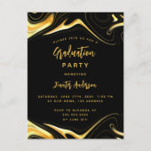 卒業パーティブラック金ゴールド モダン インビテーションポストカード (正面)