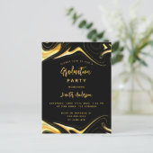 卒業パーティブラック金ゴールド モダン インビテーションポストカード (スタンド正面)