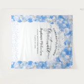 卒業パーティホワイトブルーバルーンストリーマー タペストリー (正面(横))