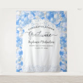 卒業パーティホワイトブルーバルーンストリーマー タペストリー (正面)