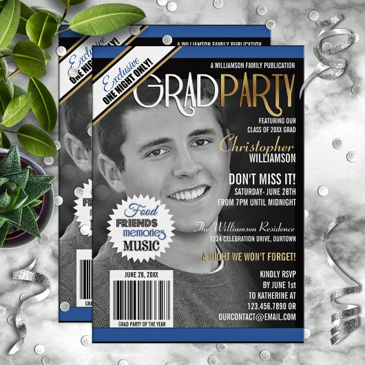 卒業パーティマガジンカバー招待状 招待状