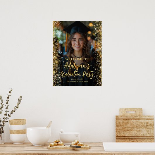 卒業パーティモダンの写真の歓迎サイン ポスター (キッチン)