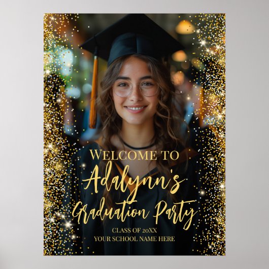 卒業パーティモダンの写真の歓迎サイン ポスター (正面)