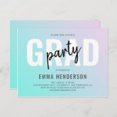 卒業パーティモダングラデーションはっきりした インビテーションポストカード (正面/裏面)