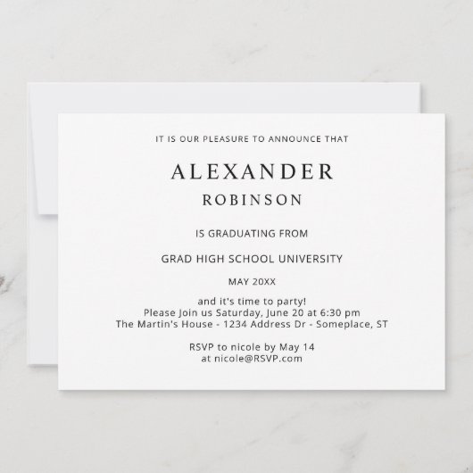 卒業パーティモダンー6写真V2 招待状 (裏面)