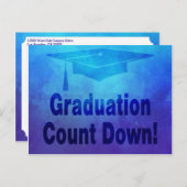 卒業パーティモダン日付を青で保存 ポストカード (正面/裏面)