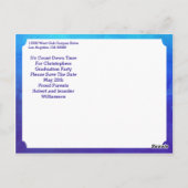 卒業パーティモダン日付を青で保存 ポストカード (裏面)