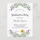 卒業パーティラベンダーユーカリ花模様 インビテーションポストカード (正面)