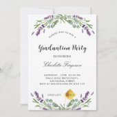 卒業パーティラベンダーユーカリ花模様 招待状 (正面)