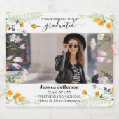 卒業パーティーおめでとうきらめくフローラワインラ スパークリングワインラベル (シングルラベル)