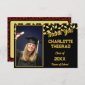 卒業パーティーおめでとうございます写真のパーソナライズ サンキューカード (正面/裏面)