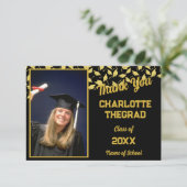 卒業パーティーおめでとうございます写真のパーソナライズ サンキューカード (スタンド正面)