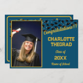 卒業パーティーおめでとうございます写真のパーソナライズ 招待状 (正面/裏面)