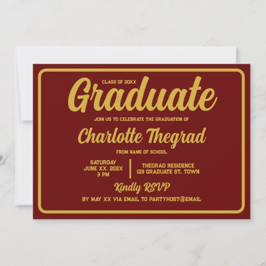 卒業パーティーおめでとうございます写真のパーソナライズ 招待状 (裏面)