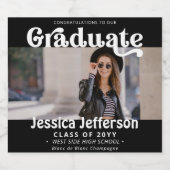 卒業パーティーおめでとうの写真ファンシーモダン スパークリングワインラベル (シングルラベル)