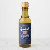 卒業パーティーおめでとうネイビーブルーとピンクミニ ワインラベル (正面)