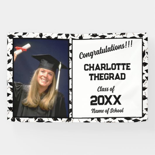 卒業パーティーおめでとうパーソナライズされた 横断幕 (横)