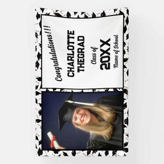 卒業パーティーおめでとうパーソナライズされた 横断幕 (縦)