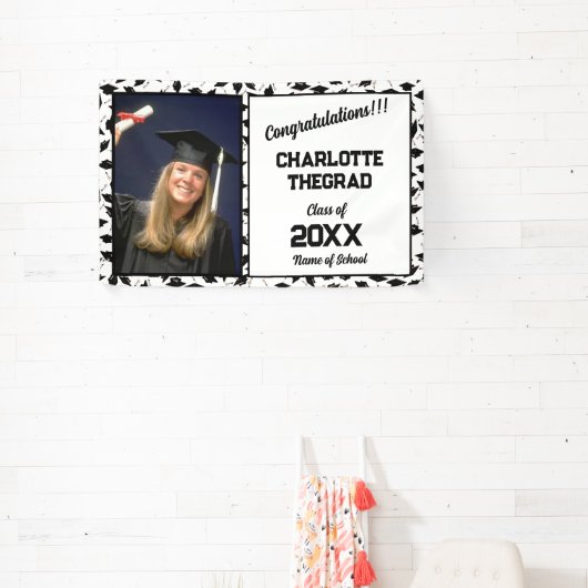 卒業パーティーおめでとうパーソナライズされた 横断幕 (インサイチュ)