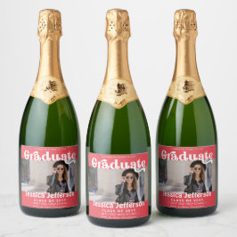 卒業パーティーおめでとうフォトピファンシーンク スパークリングワインラベル