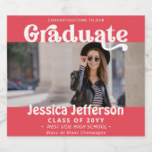 卒業パーティーおめでとうフォトピファンシーンク スパークリングワインラベル (シングルラベル)