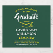 卒業パーティーおめでとうモダングリーン金ゴールド黄 ビールラベル (シングルラベル)