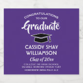 卒業パーティーおめでとうモダン紫と白 ビールラベル (シングルラベル)