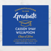 卒業パーティーおめでとう王室のブルー金ゴールド黄 ビールラベル (シングルラベル)