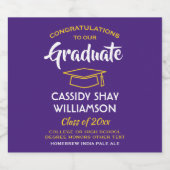 卒業パーティーおめでとう紫金ゴールド黄 ビールラベル (シングルラベル)