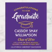 卒業パーティーおめでとう紫金ゴールド黄 ワインラベル (シングルラベル)