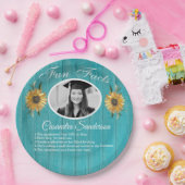 卒業パーティーおもしろいファクトひまわりティール(緑がかった色)ウッドパ ペーパープレート (パーティー)