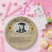 卒業パーティーおもしろいファクトひまわりティール(緑がかった色)ウッドパ ペーパープレート (パーティー)