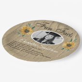 卒業パーティーおもしろいファクトひまわりティール(緑がかった色)ウッドパ ペーパープレート (アングル)