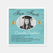 卒業パーティーおもしろいファクトひまわりティール（緑がかった色）ウッド スタンダードカクテルナプキン (正面)