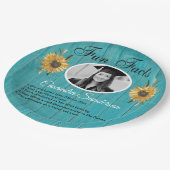卒業パーティーおもしろいファクトひまわりティール(緑がかった色)ウッド ペーパープレート (アングル)