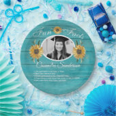 卒業パーティーおもしろいファクトひまわりティール（緑がかった色）ウッド ペーパープレート (パーティー)