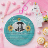 卒業パーティーおもしろいファクトひまわりティール（緑がかった色）ウッド ペーパープレート (パーティー)