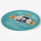 卒業パーティーおもしろいファクトひまわりティール（緑がかった色）ウッド ペーパープレート (アングル)