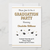 卒業パーティーお祝い金ゴールド 招待状 (正面)