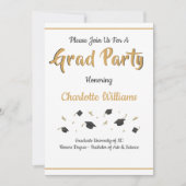 卒業パーティーお祝い金ゴールド 招待状 (正面)