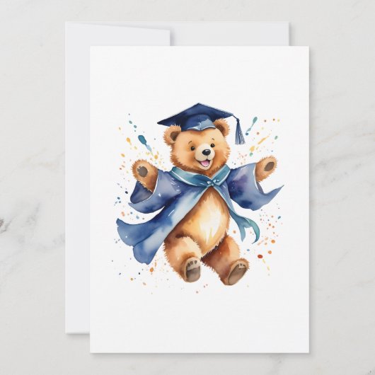 卒業パーティーかわいいテディベア 招待状 (裏面)