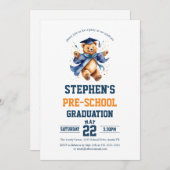 卒業パーティーかわいいテディベア 招待状 (正面/裏面)