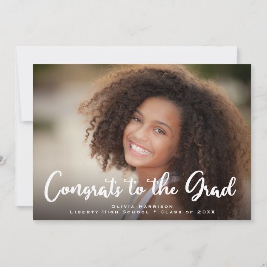 卒業パーティーでドライブの写真クラシック青 招待状 (正面)