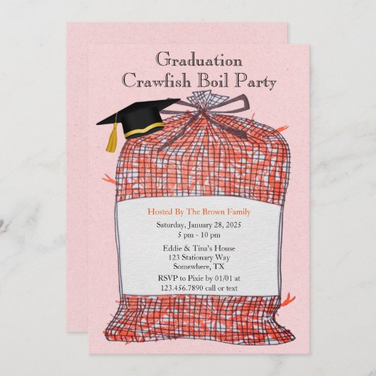 卒業パーティーのカニのゆでパーティーの招待状 招待状 (正面/裏面)