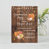 卒業パーティーのカボチャ素朴な木製ライト招待 招待状 (スタンド正面)