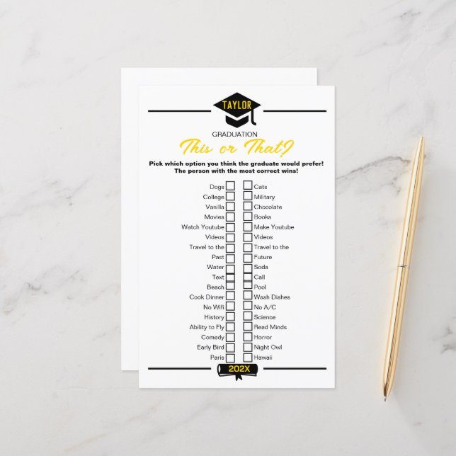 卒業パーティーのゲーム – これか？ (正面/裏面インサイチュ)