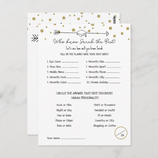 卒業パーティーのゲーム，大学院のゲームを知る， ポストカード (正面/裏面)