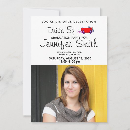 卒業パーティーのコロナウイルスでドライブ 案内状 (正面)