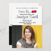 卒業パーティーのコロナウイルスでドライブ 案内状 (正面/裏面)